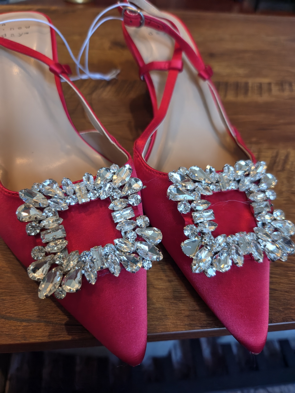 a new day Pink Satin Pointed Crystal-Embellished Slingback Heels - Picture 7 of 7